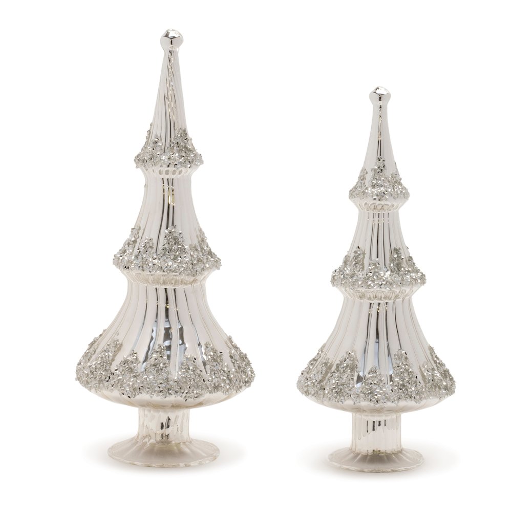 Tree (Set of 2) 12.5"H, 14.5"H Glass. Picture 1