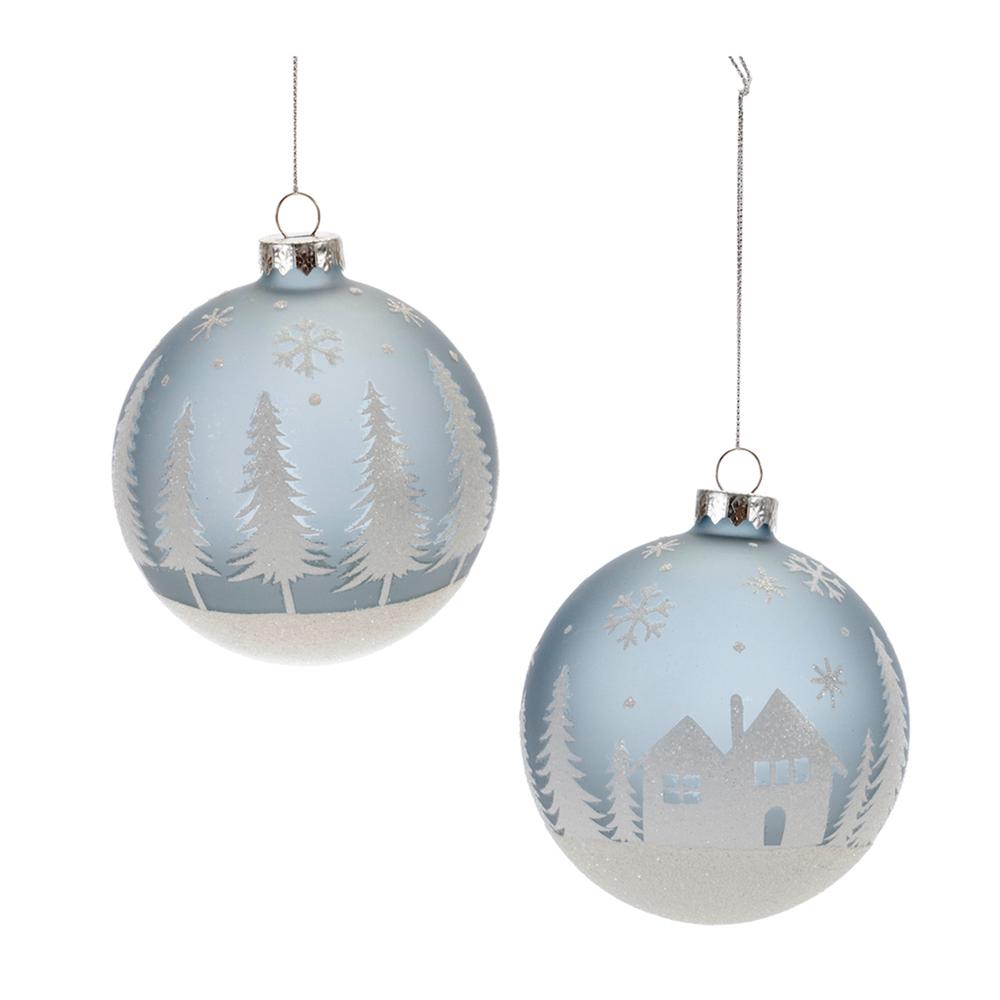 Ball Ornament (Set of 6) 4"D Glass. Picture 1