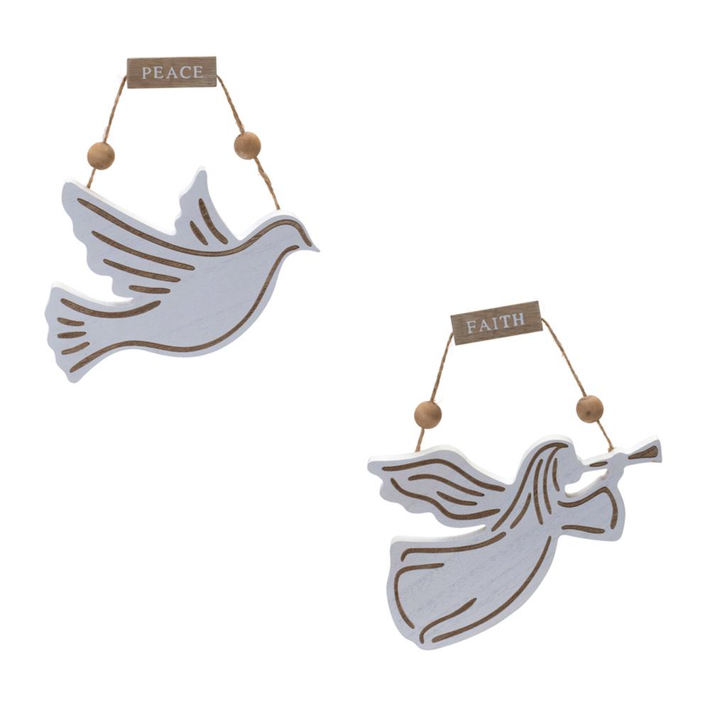 Dove and Angel Ornament (Set of 6) 6.5"H MDF/Jute. Picture 1