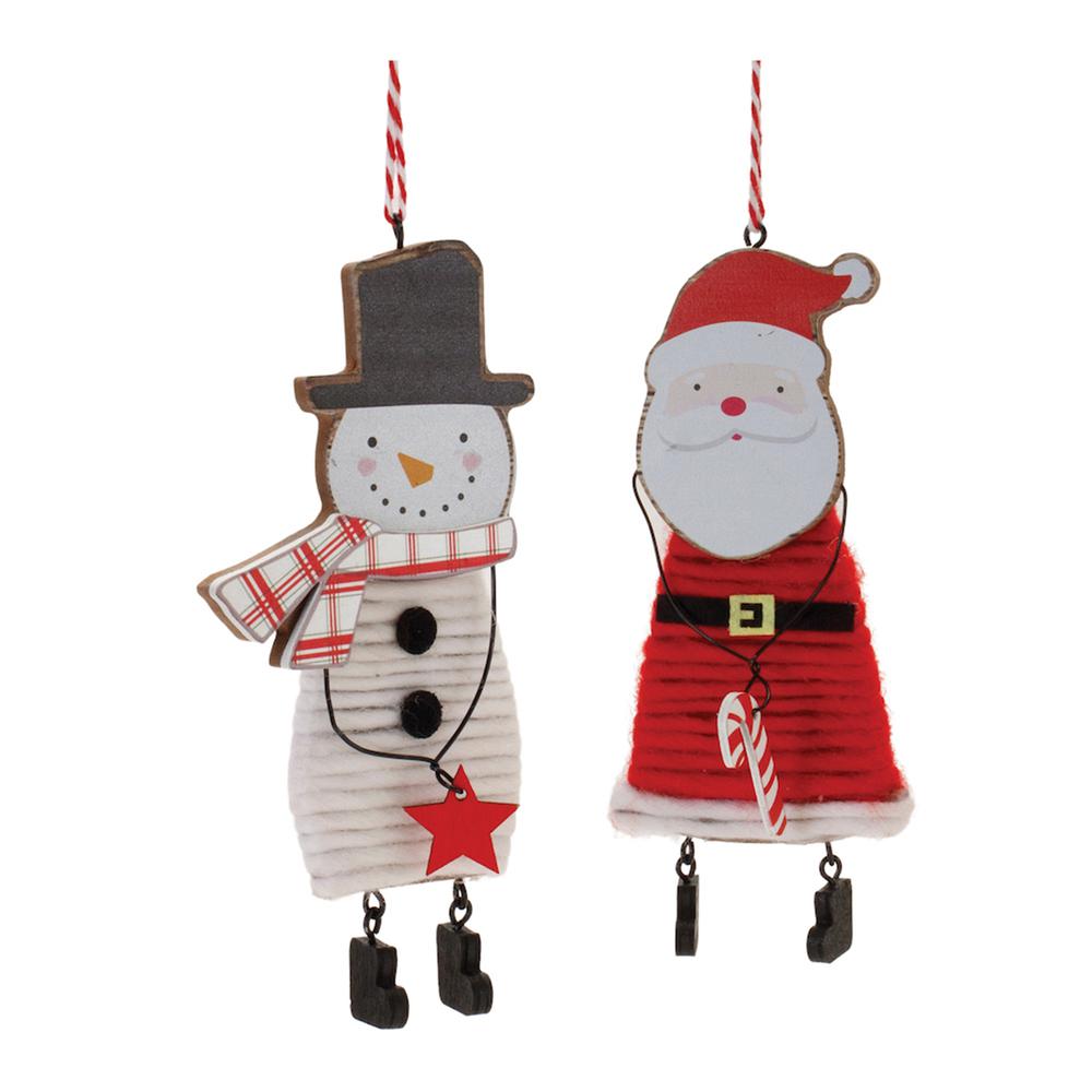 Santa and Snowman Ornament (Set of 12) 6.5"H MDF. Picture 1