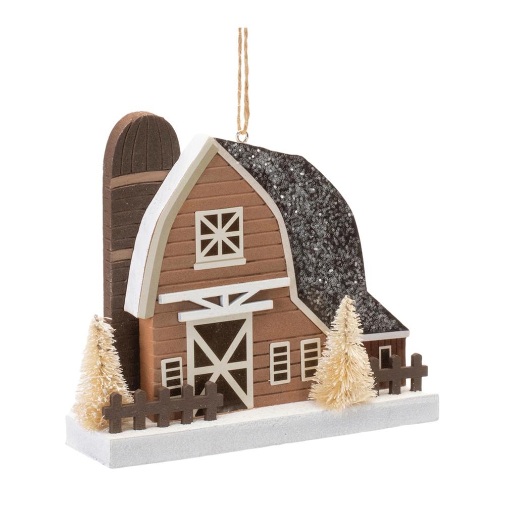Barn Ornament (Set of 6) 4.5"H Plastic. Picture 1