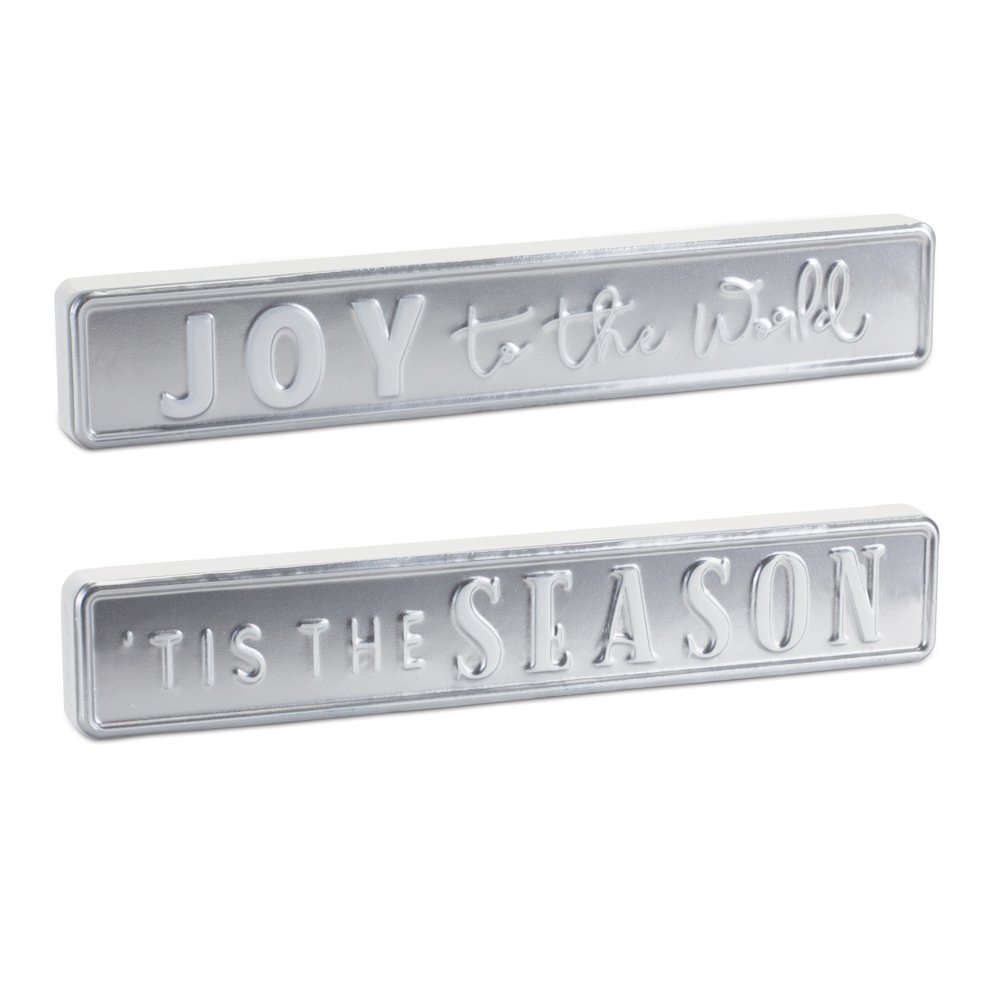 Joy To The World and Tis The Season Sign (Set of 2) 12"L x 2"H MDF/Iron. Picture 1