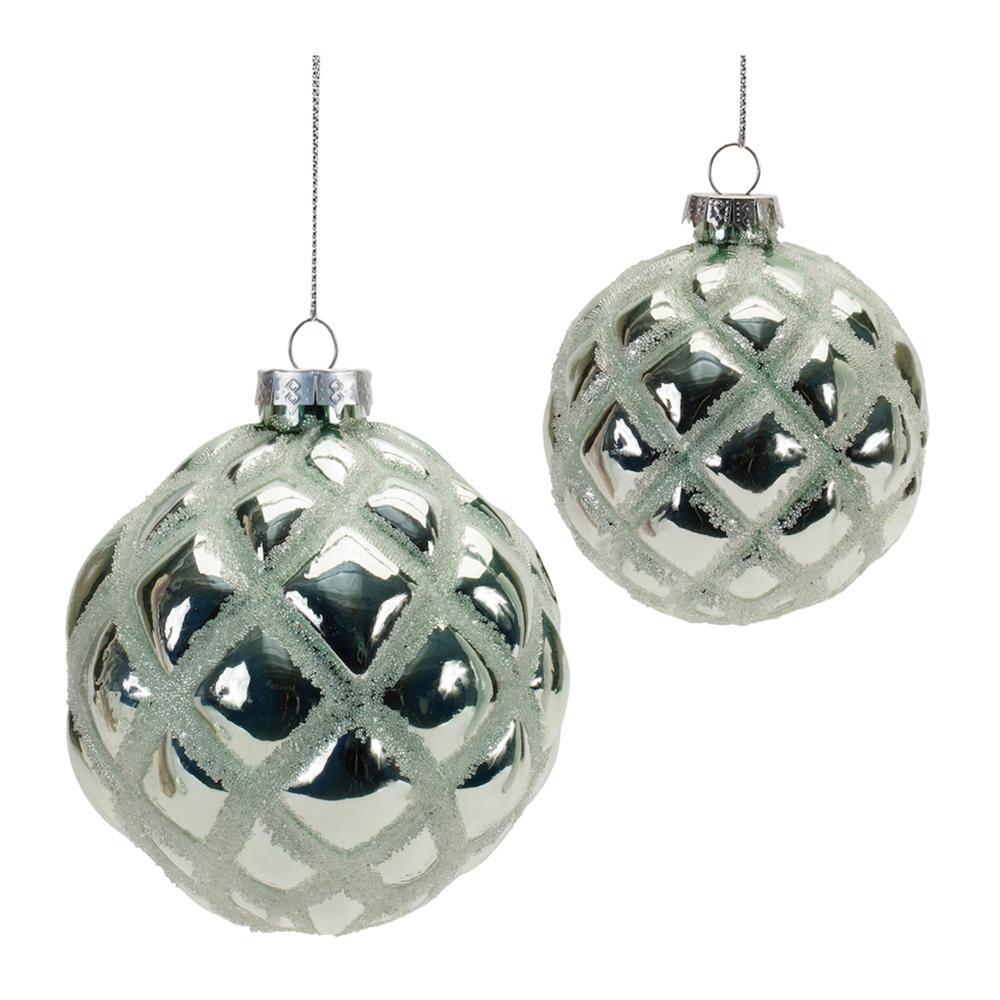 Ball Ornament (Set of 6) 3"D, 4"D Glass. Picture 1