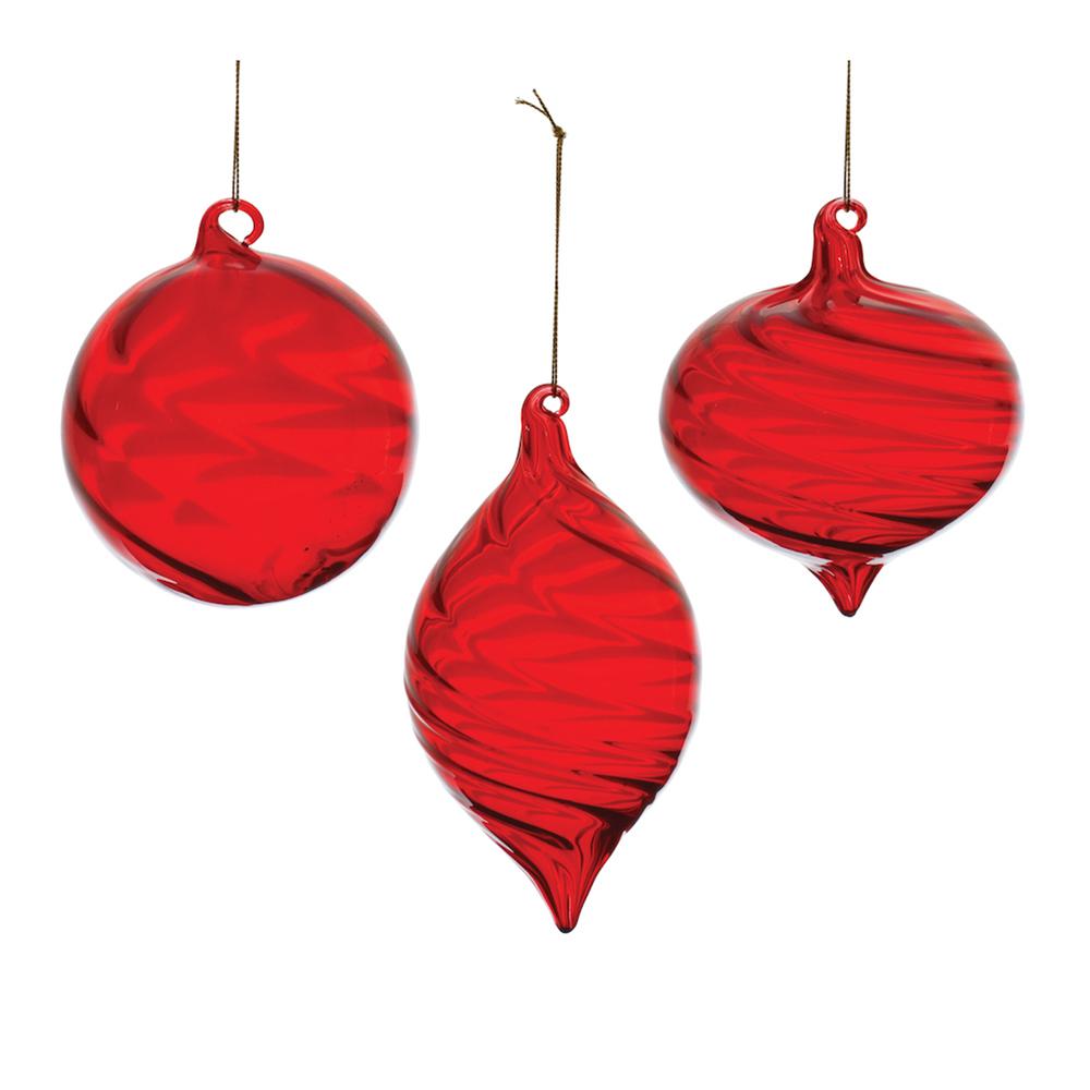 Ornament (Set of 6) 4"D, 5"H, 6"H Glass. Picture 1