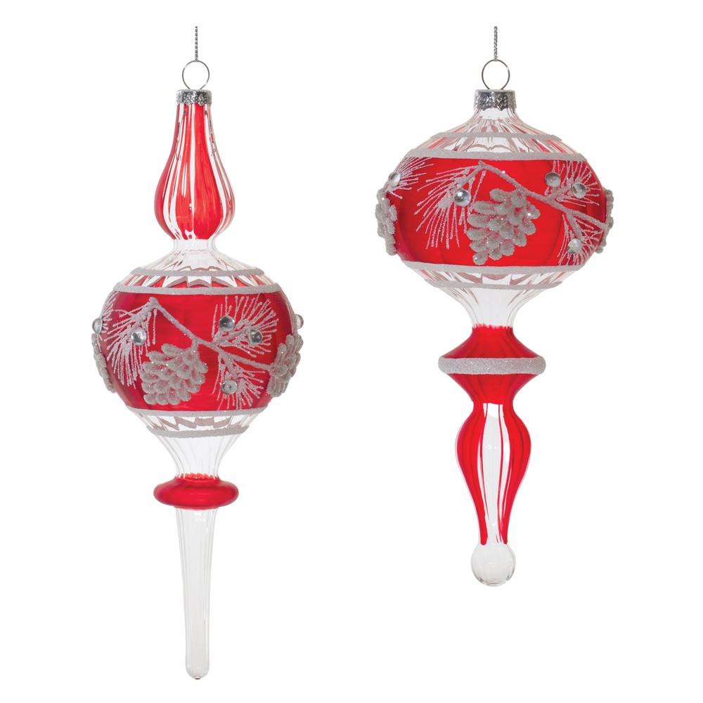 Drop Ornament (Set of 6) 7.75"H, 9"H Glass. Picture 1