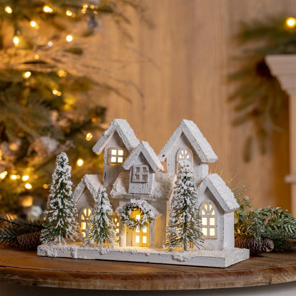 LED Houses 12.5"L x 8"H Wood 3 AA Batteries Not Included/USB Cord Included. Picture 2