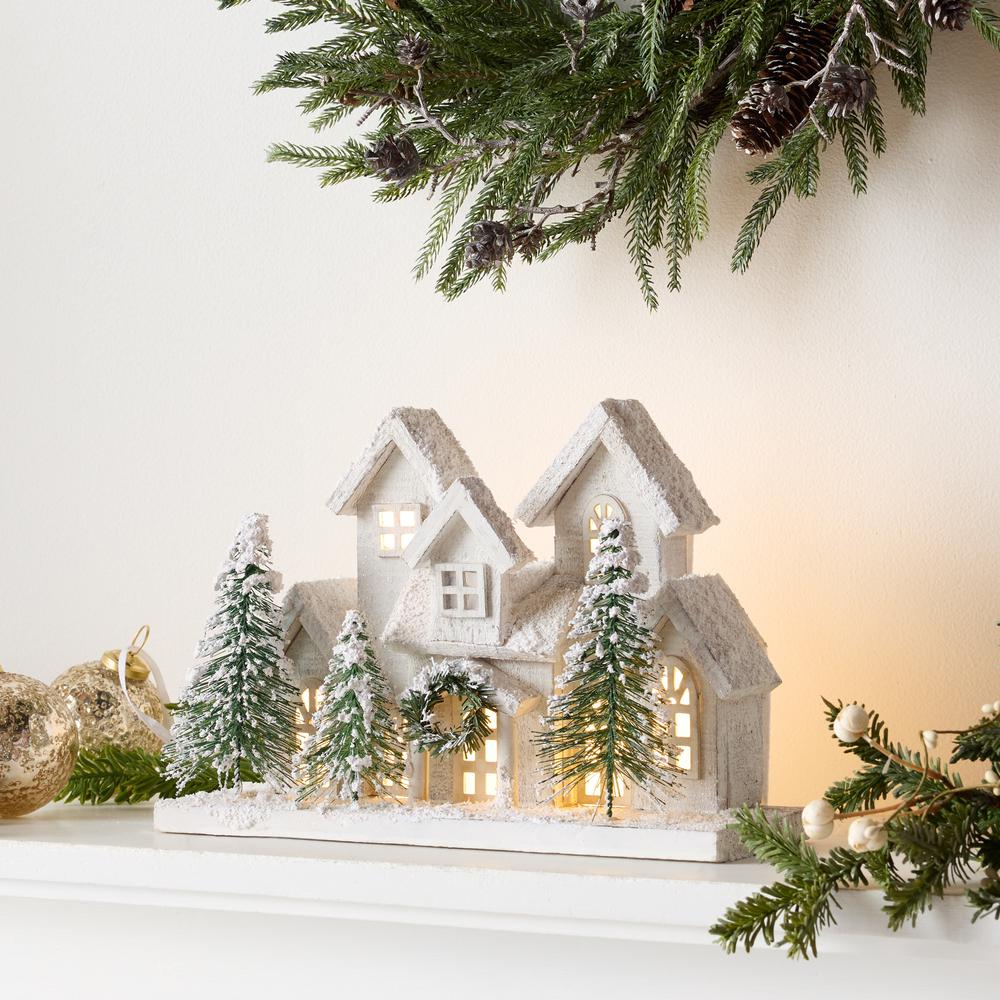 LED Houses 12.5"L x 8"H Wood 3 AA Batteries Not Included/USB Cord Included. Picture 4