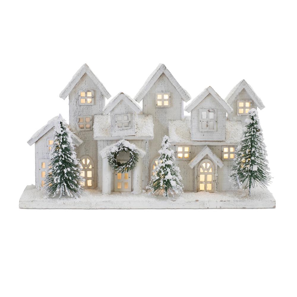 LED Houses 17"L x 9.5"H Wood/PVC 3 AA Batteries Not Included/USB Cord Included. Picture 1