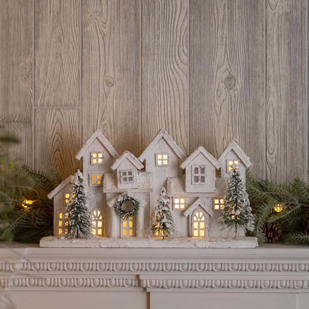 LED Houses 17"L x 9.5"H Wood/PVC 3 AA Batteries Not Included/USB Cord Included. Picture 2