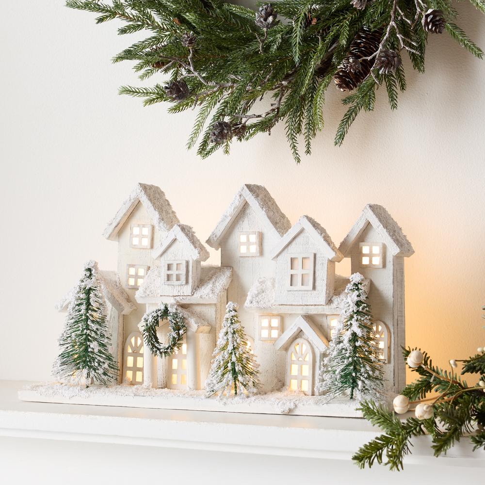 LED Houses 17"L x 9.5"H Wood/PVC 3 AA Batteries Not Included/USB Cord Included. Picture 3