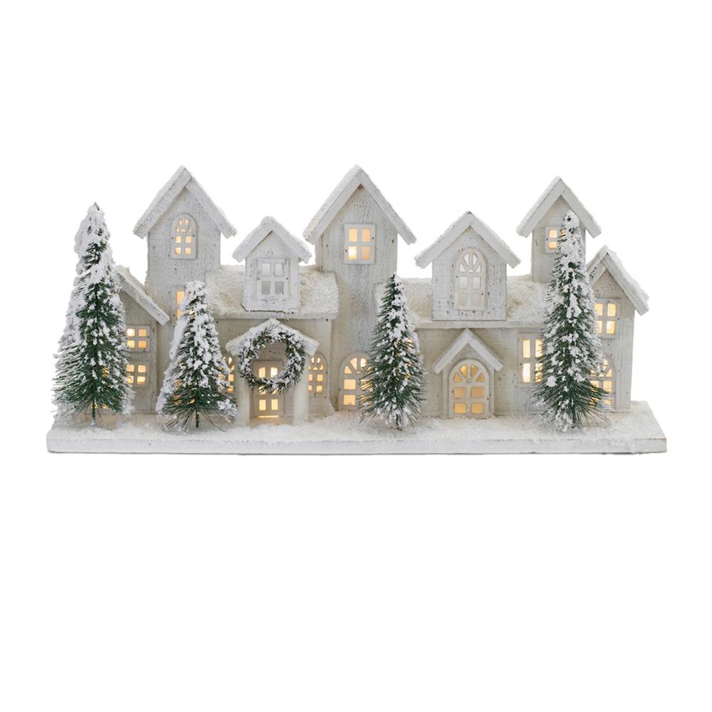 LED Houses 23"L x 10"H Wood/PVC 3 AA Batteries Not Included/USB Cord Included. Picture 1