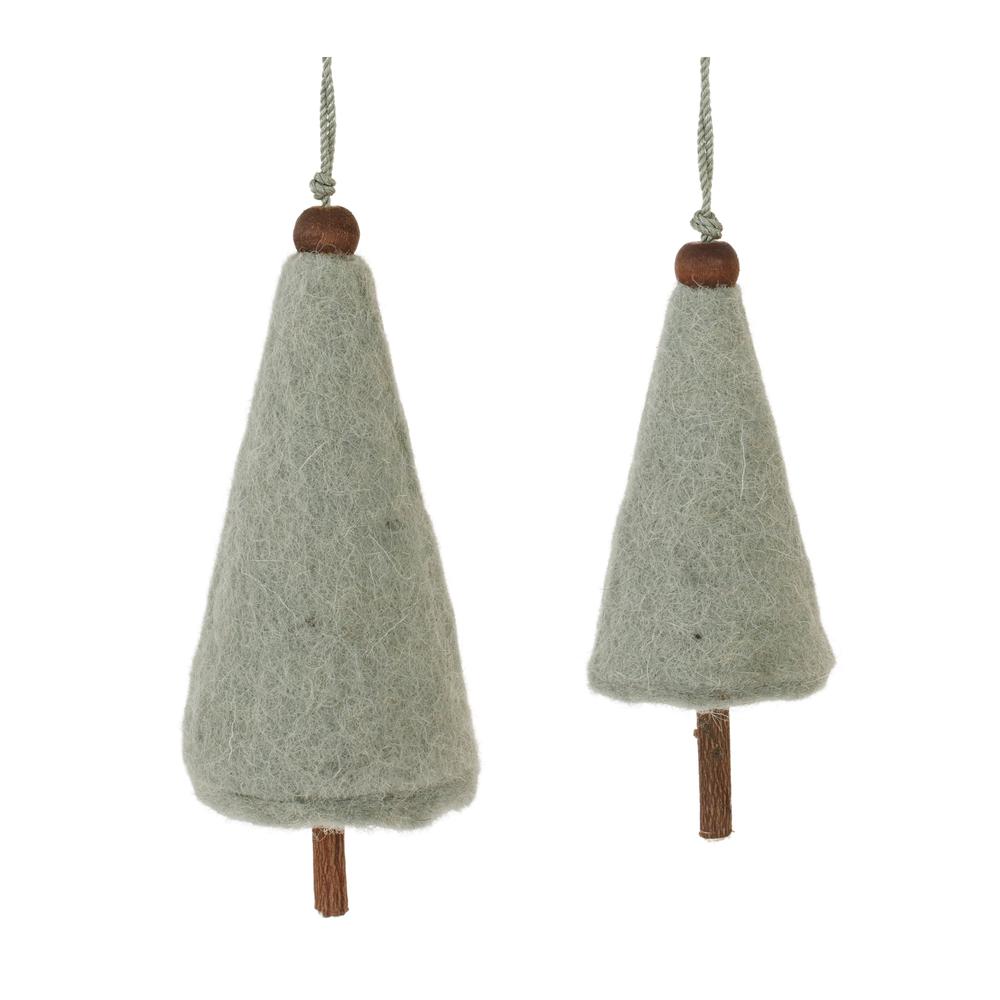 Tree Ornament (Set of 8) 5.5"H, 6.75"H Plastic/Wool/Wood. Picture 1