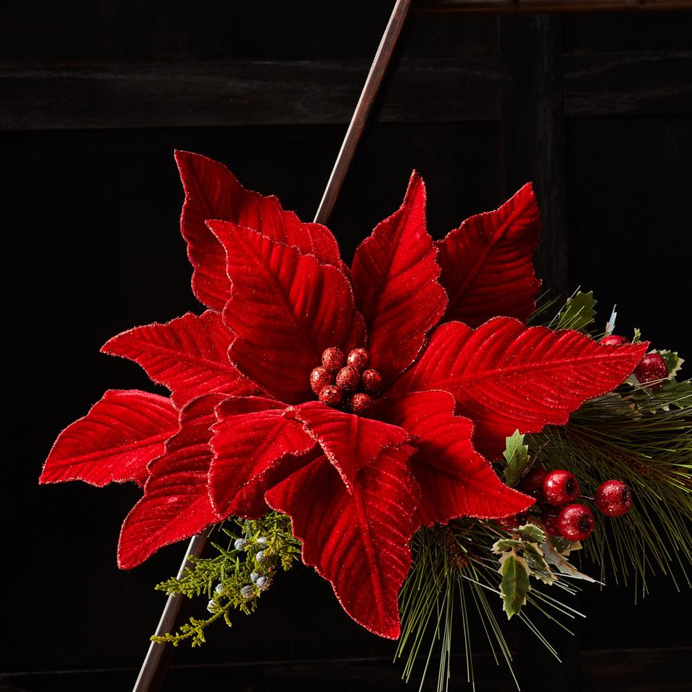 Poinsettia Stem (Set of 2) 24"H Polyester. Picture 2