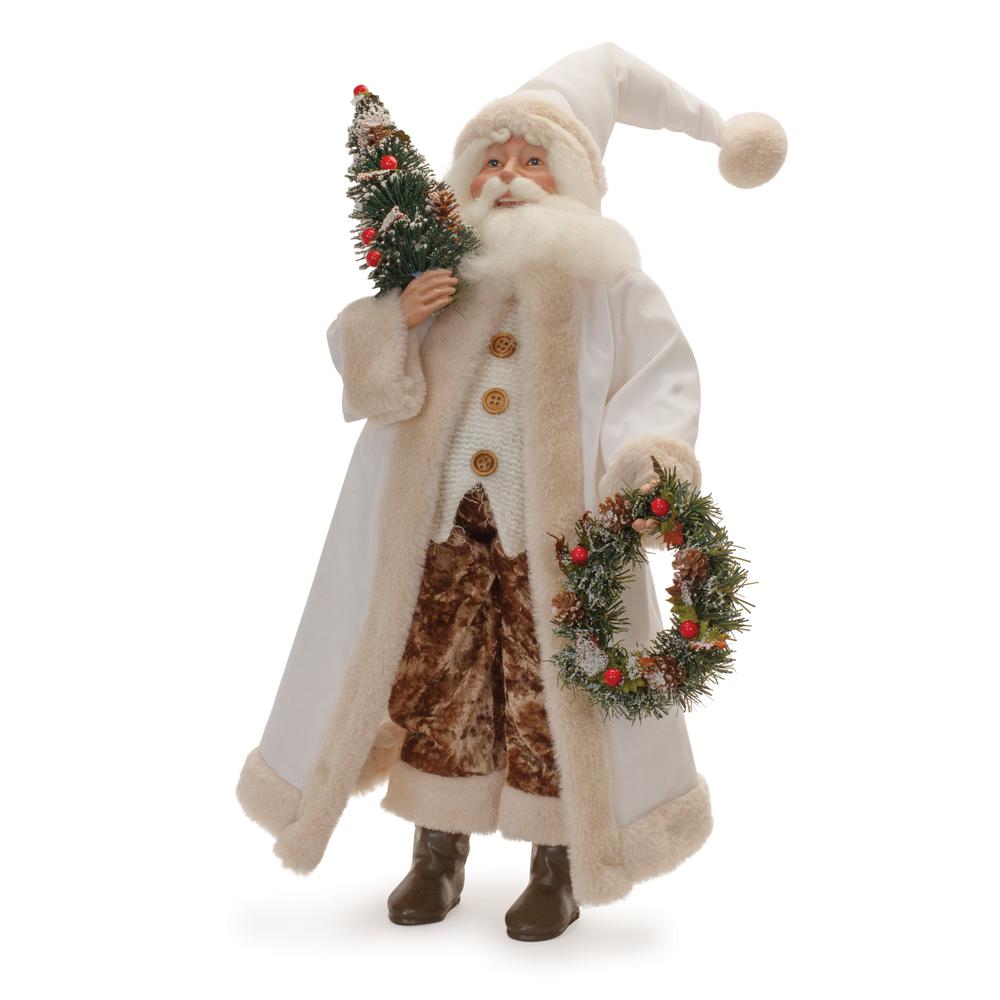 Santa w/Tree and Wreath 21.5"H Polyester/Resin. Picture 1