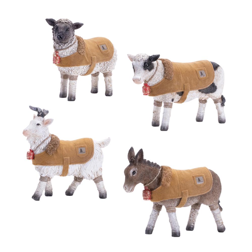 Farm Animal w/Coat (Set of 4) 4.5"H, 5"H, 5.75"H Resin. Picture 1