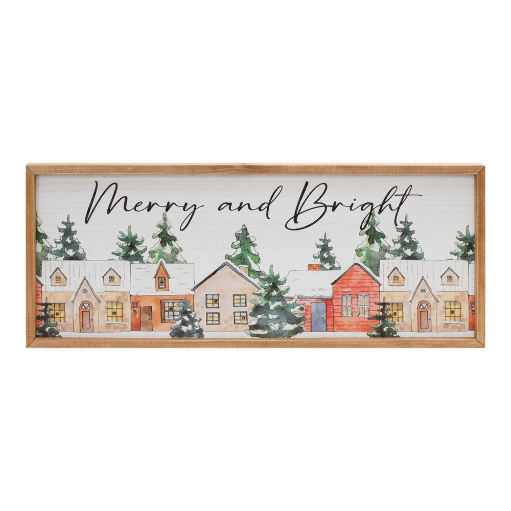 LED Merry & Bright Sign 23.75"L x 9.5"H MDF/Wood 2 AA Batteries Not Included. Picture 1