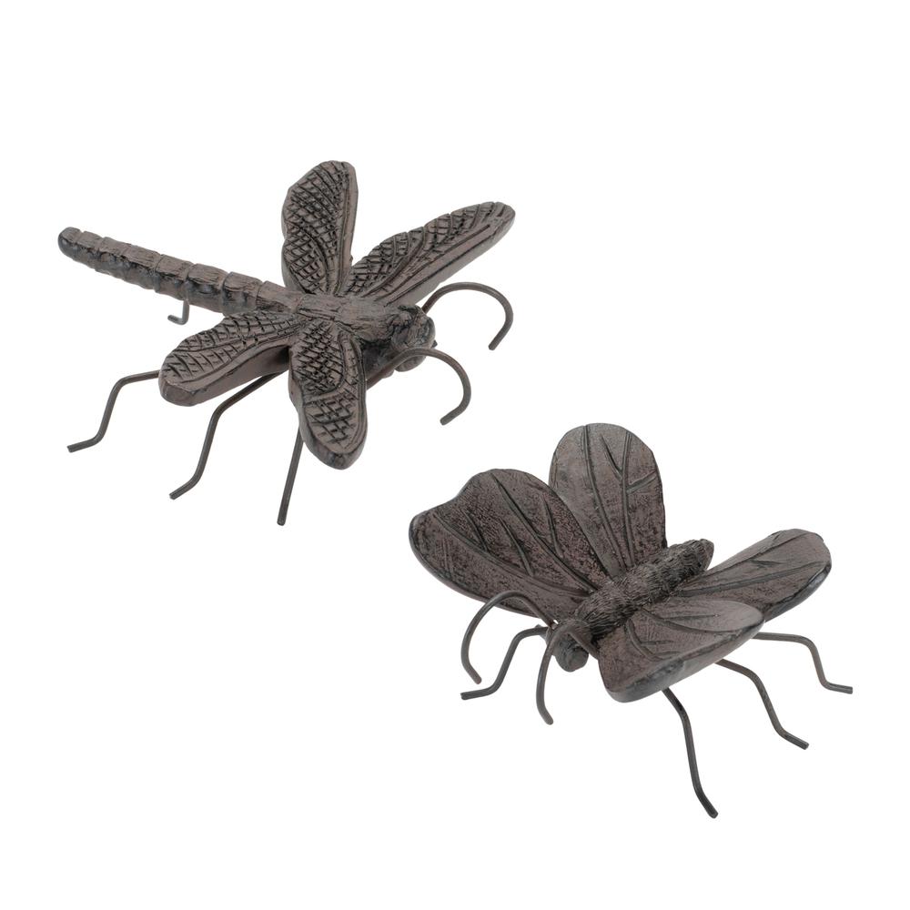Butterfly/Dragonfly Pot Sitter (Set of 12) 3"L x .75"H, 3"L x 1.5"H Resin/Metal. Picture 1