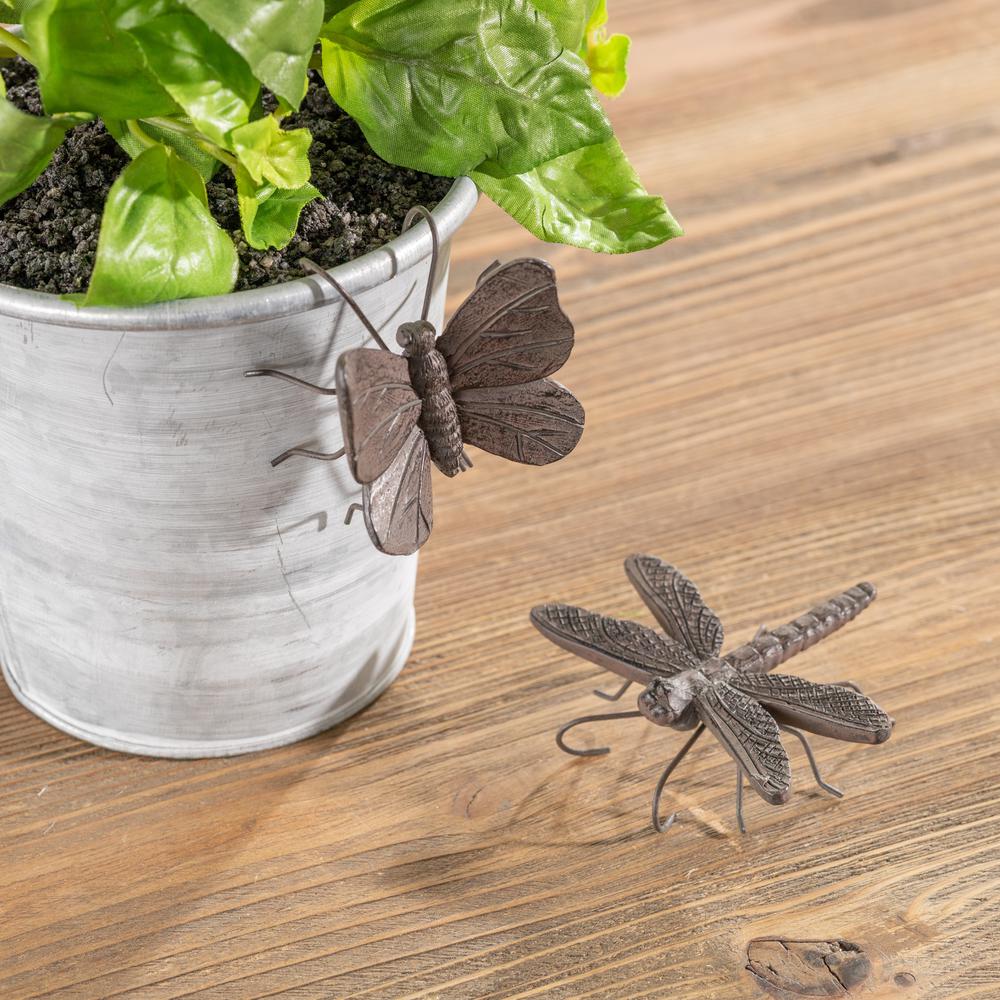 Butterfly/Dragonfly Pot Sitter (Set of 12) 3"L x .75"H, 3"L x 1.5"H Resin/Metal. Picture 6