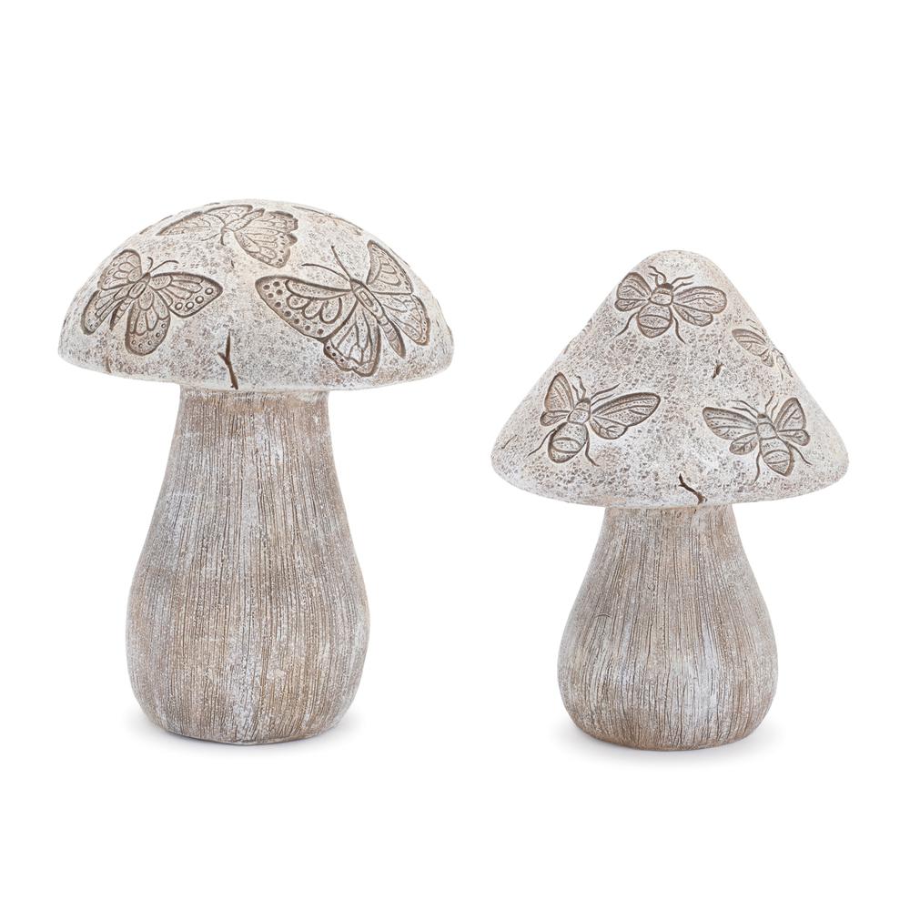 Mushroom (Set of 2) 6"H, 6.5"H Resin. Picture 1