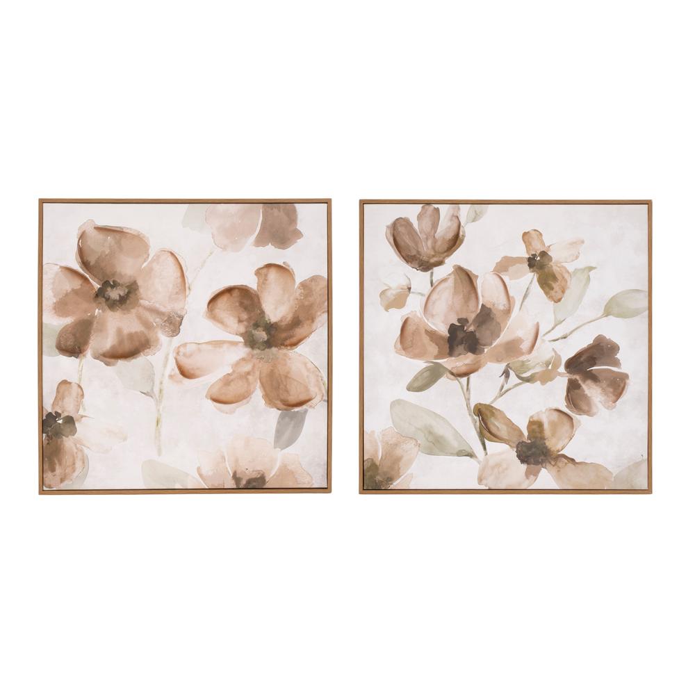 Floral Block (Set of 2) 16"SQ MDF/Plastic. Picture 1
