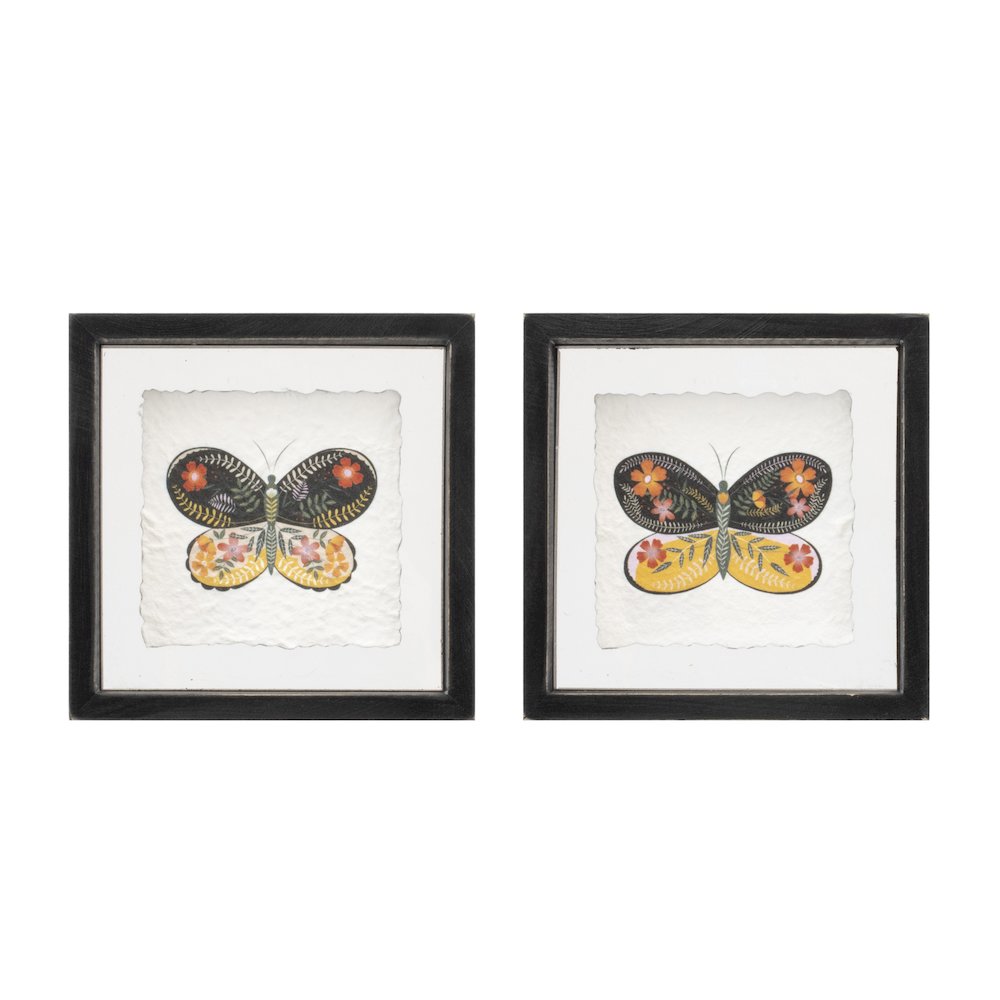 Butterfly Block (Set of 2) 6"SQ Wood/Acrylic. Picture 1