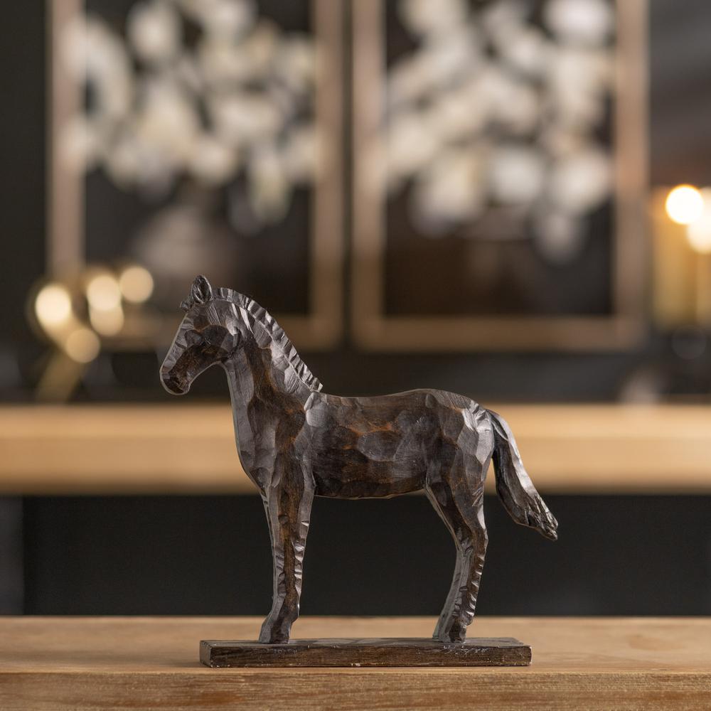 Horse on Stand (Set of 2) 8.5"L x 8"H Resin. Picture 2