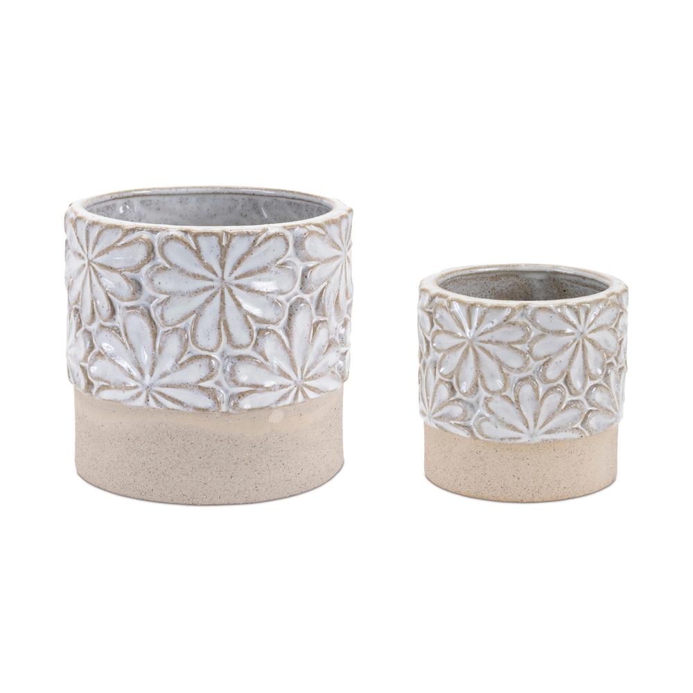 Container (Set of 2) 4"D x 4"H, 6"D x 5"H Ceramic. Picture 1