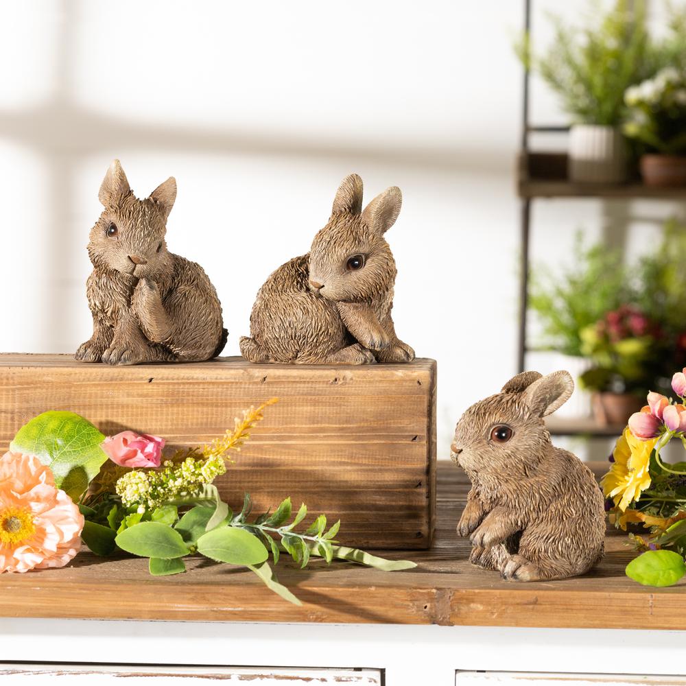 Bunny (Set of 3) 4.5"H, 4.75"H, 5"H Resin. Picture 5