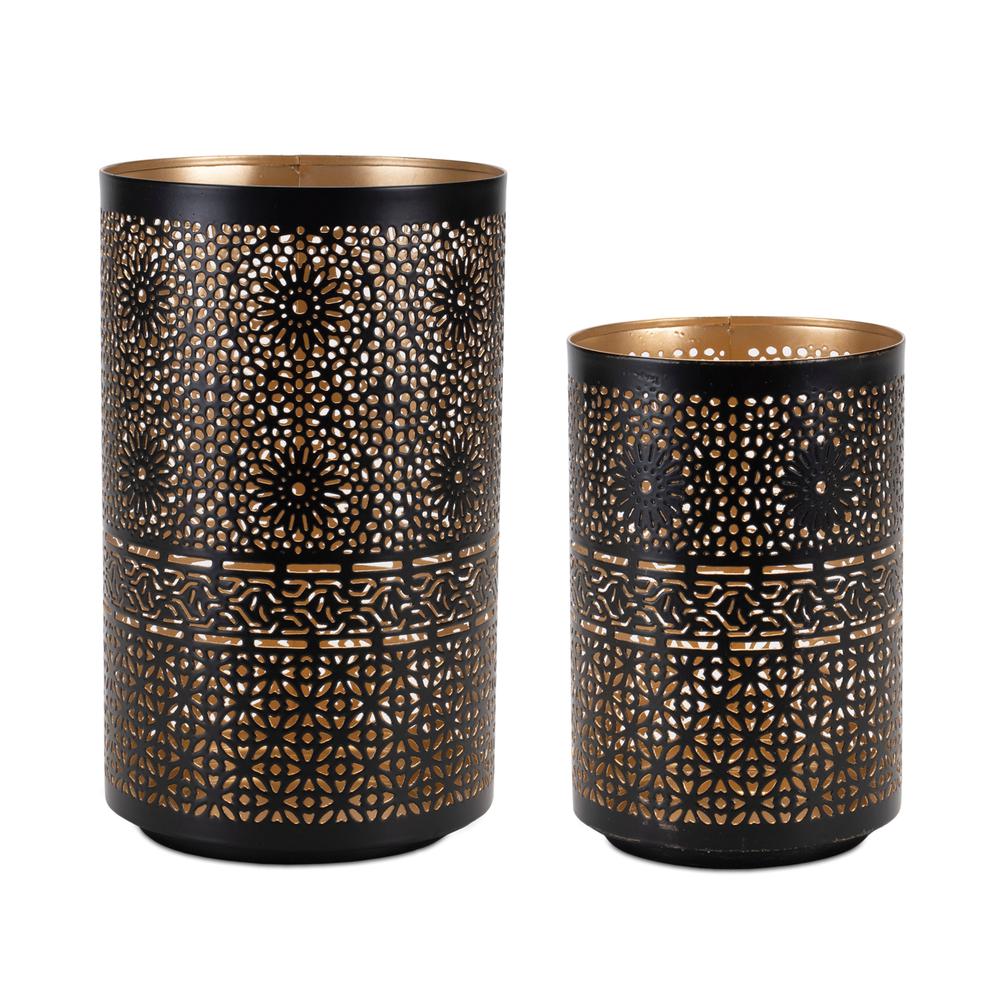Candle Holder (Set of 2) 4"D x 6"H, 5"D x 8"H Iron. Picture 1