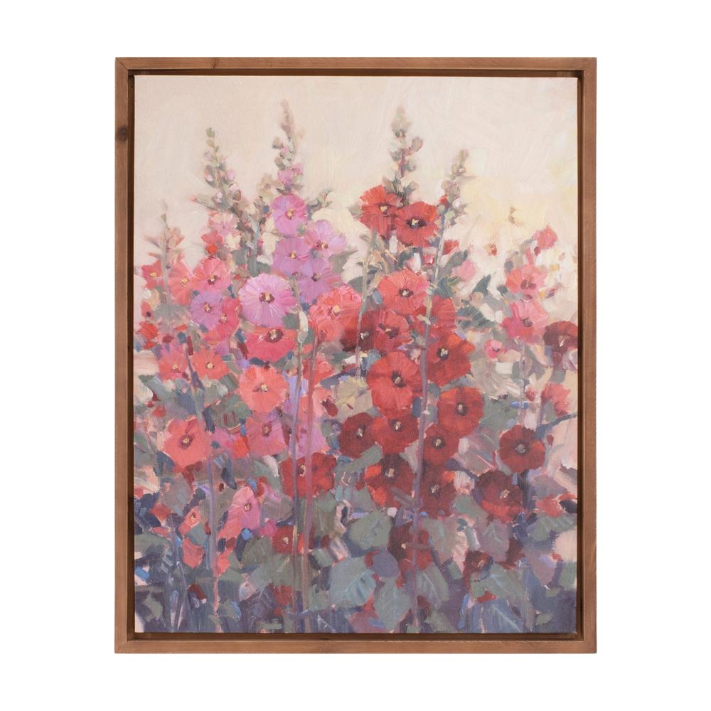 Hollyhock Print 23.5"L x 29"H Wood/Canvas. Picture 1