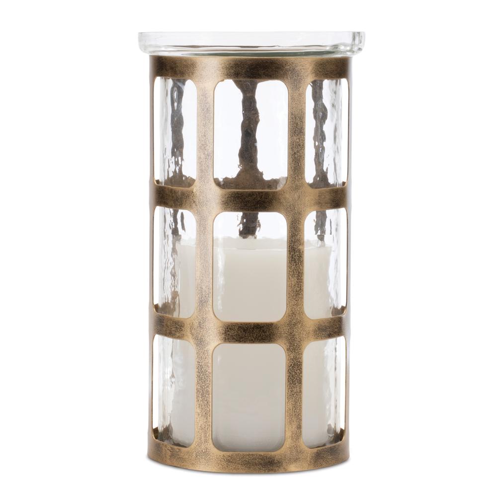 Candle Holder 5"D x 9.5"H Iron/Glass. Picture 3