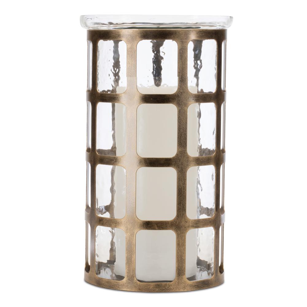 Candle Holder 7.5"D x 12.5"H Iron/Glass. Picture 3