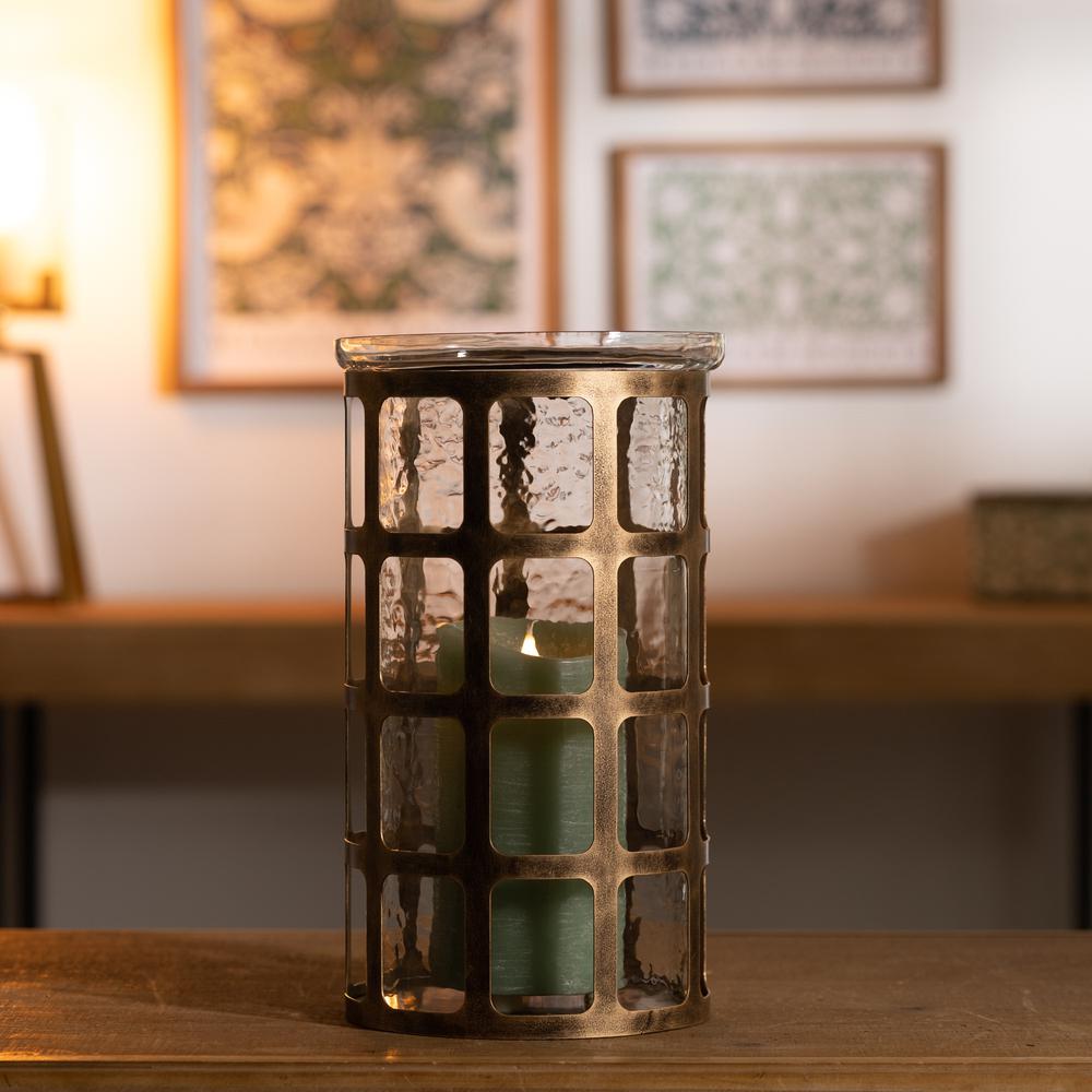 Candle Holder 7.5"D x 12.5"H Iron/Glass. Picture 5