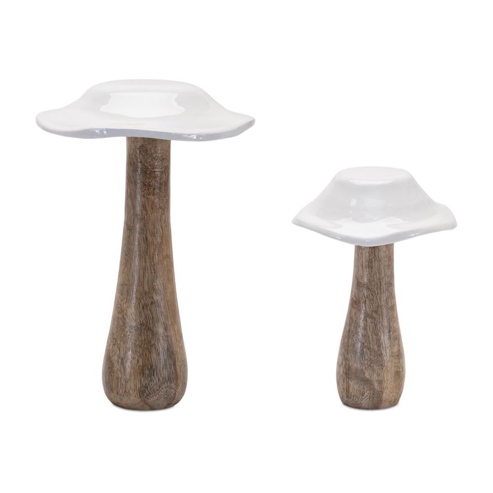 Mushroom (Set of 4) 5.25"H, 7.5"H Wood. Picture 1