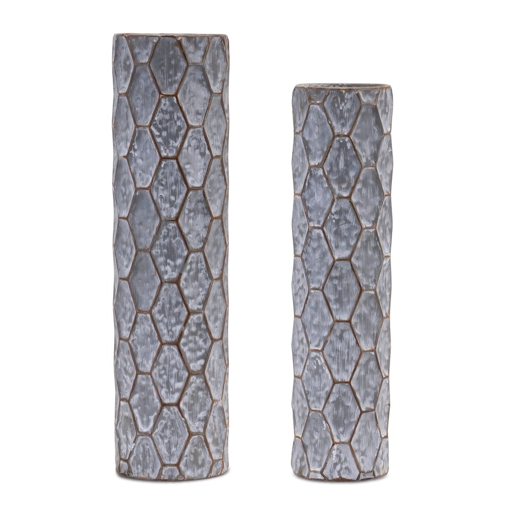Candle Holder (Set of 2) 4.5"D x 15.5"H, 4.5"D x 17.5"H Metal. Picture 2