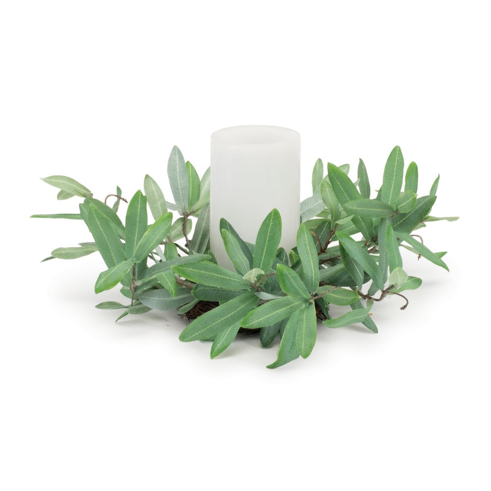 Olive Leaf Candle Ring 12"D Polyester (Fits a 3" Candle). Picture 1