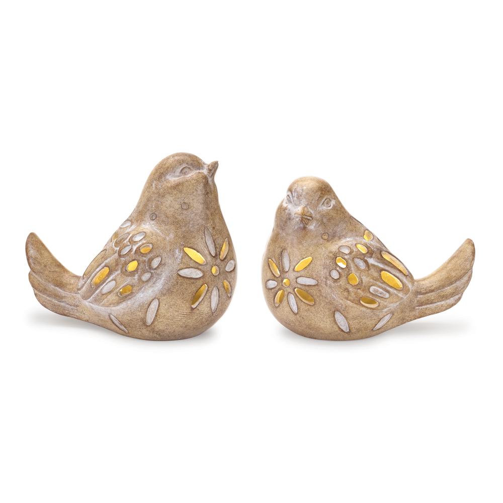LED Bird (Set of 2) 5"H, 5.5"H Resin (3 AAA Batteries, Not Included). Picture 1