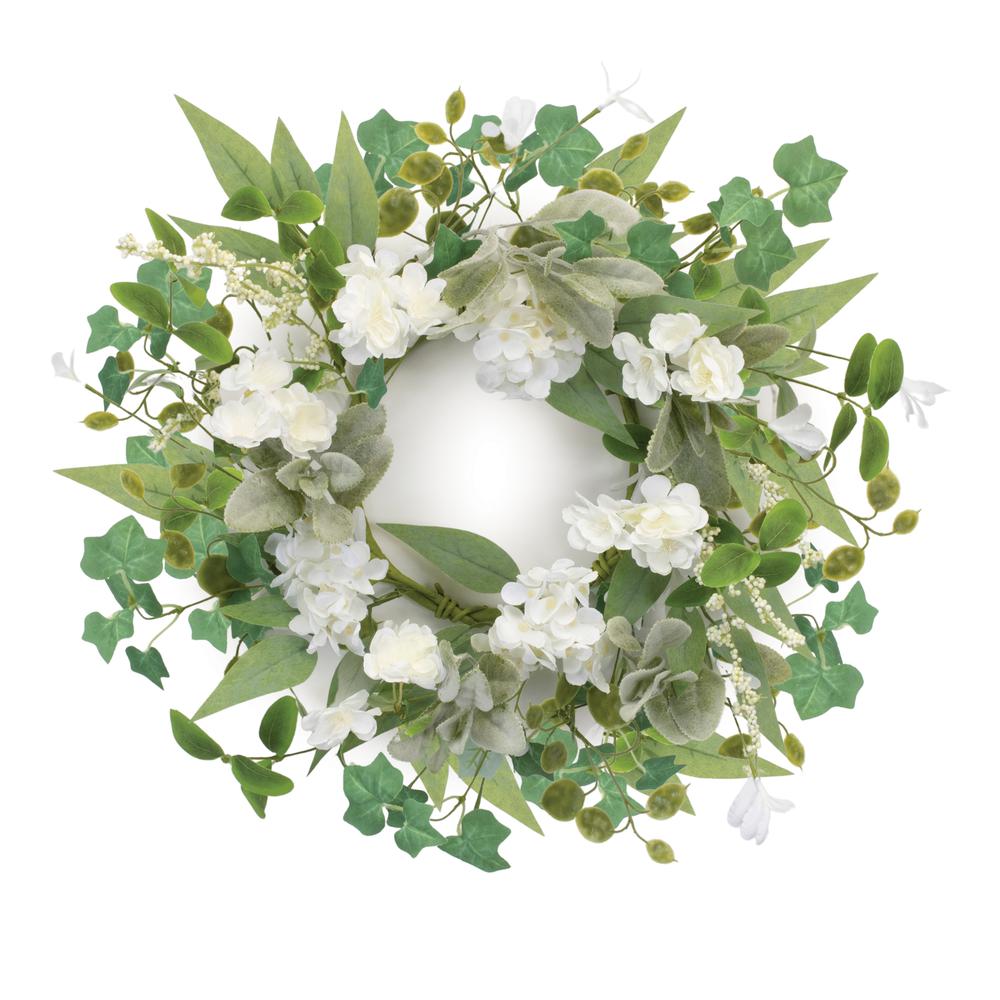 Mixed Floral and Foliage Candle Ring 17.5"D Polyester  (Fits a 6" Candle). Picture 1
