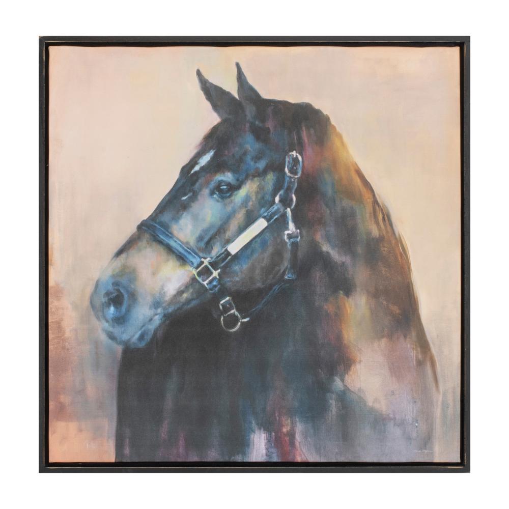 Horse Print 24"SQ Canvas/Wood. Picture 1