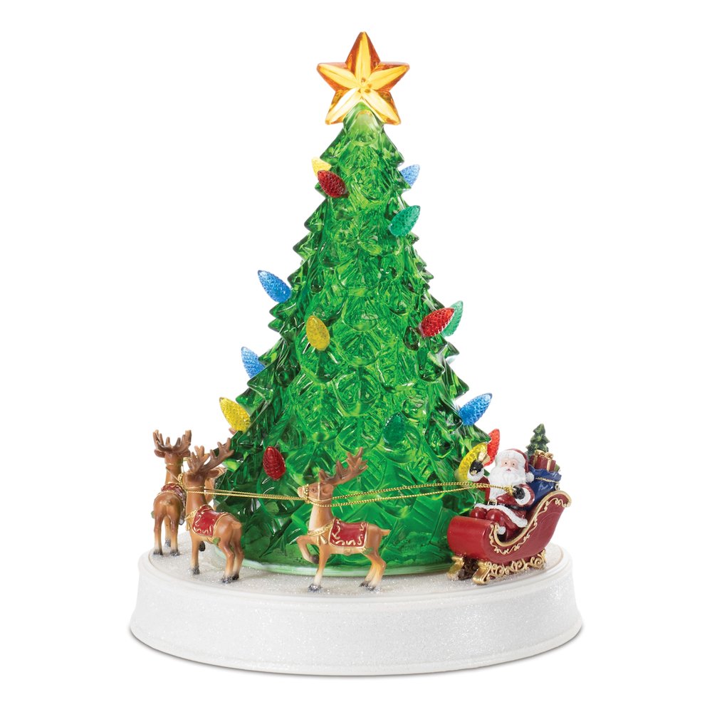 LED Rotating Musical Santa's Sleigh Christmas Tree 11"H. Picture 1