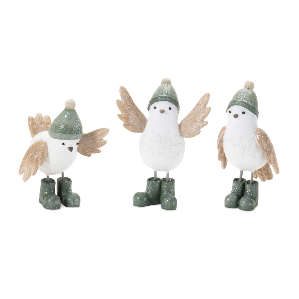 Winter Bird with Snowboots Figurine (Set of 6). Picture 1