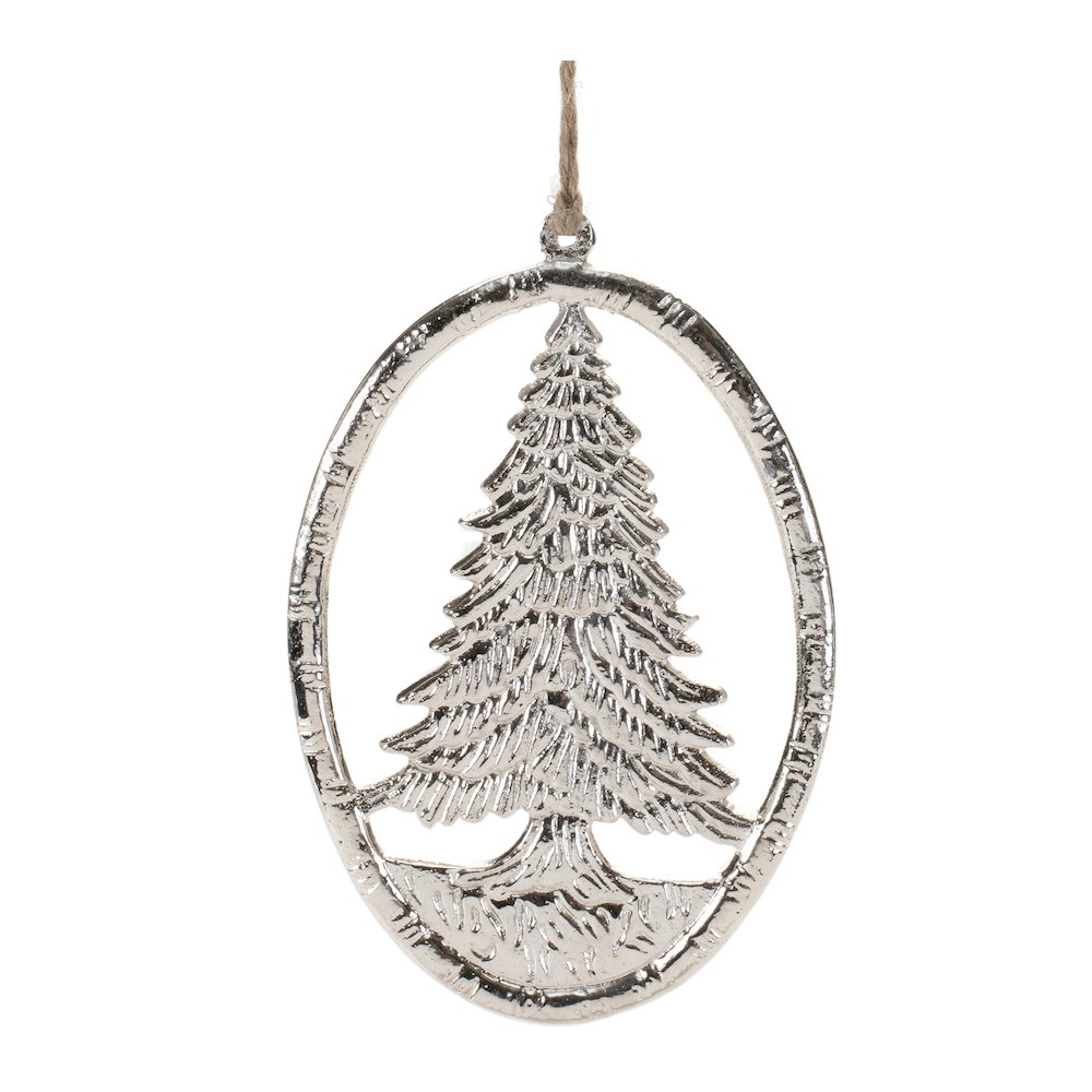 Etched Metal Pine Tree Ornament (Set of 12). Picture 1