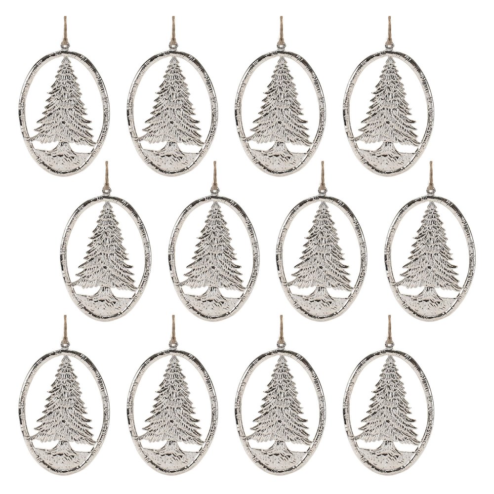 Etched Metal Pine Tree Ornament (Set of 12). Picture 3