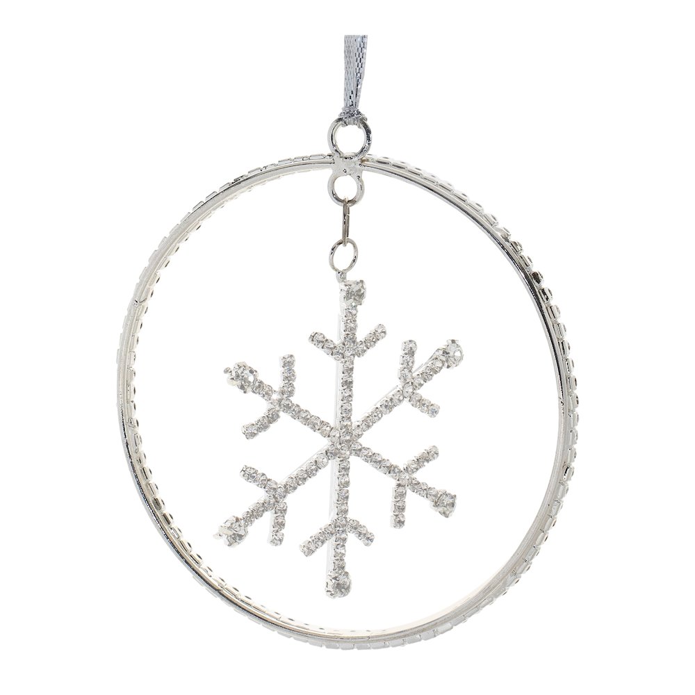 Jeweled Metal Hanging Snowflake Ornament (Set of 12). Picture 1