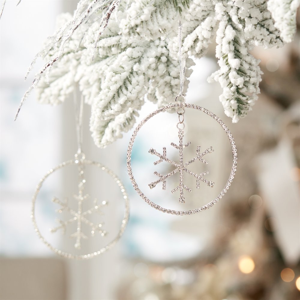 Jeweled Metal Hanging Snowflake Ornament (Set of 12). Picture 2