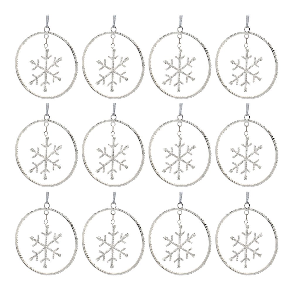 Jeweled Metal Hanging Snowflake Ornament (Set of 12). Picture 5