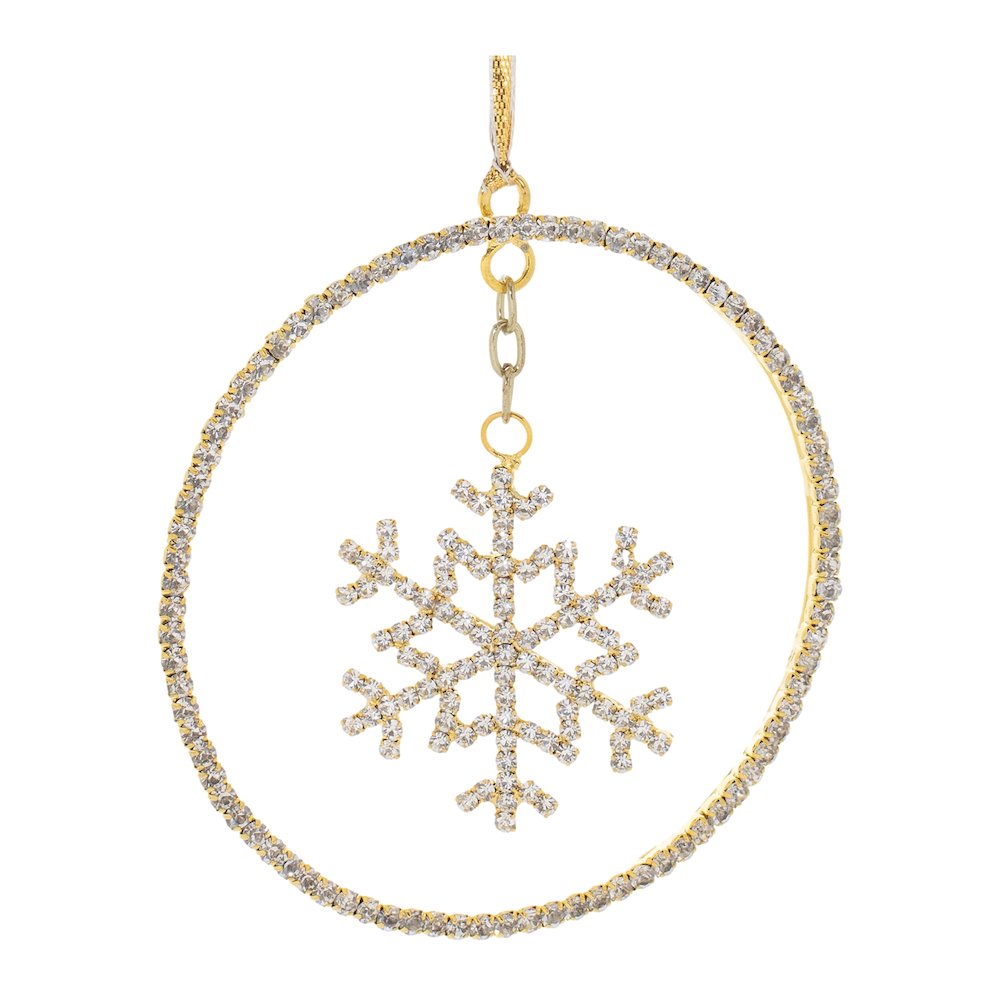 Jeweled Metal Hanging Snowflake Ornament (Set of 12). Picture 1