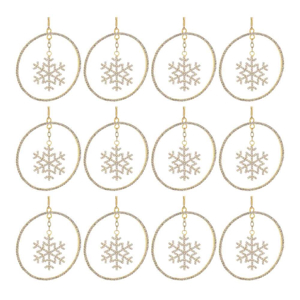 Jeweled Metal Hanging Snowflake Ornament (Set of 12). Picture 5