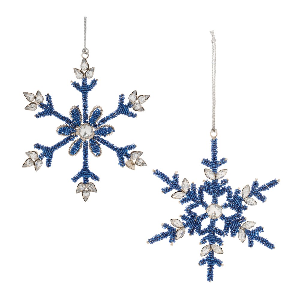 Beaded Metal Snowflake Ornament (Set of 12). Picture 1