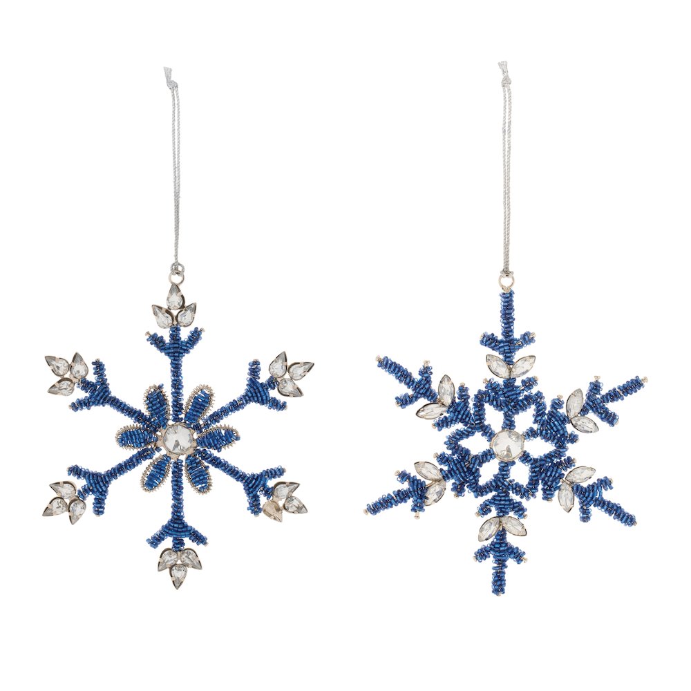 Beaded Metal Snowflake Ornament (Set of 12). Picture 2